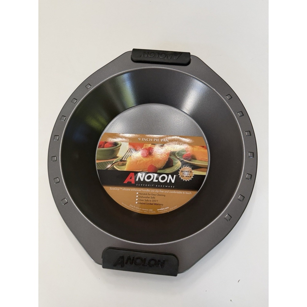 Anolon SureGrip 9" Pie Pan Nonstick Bakeware Silicone Handles New.    5264